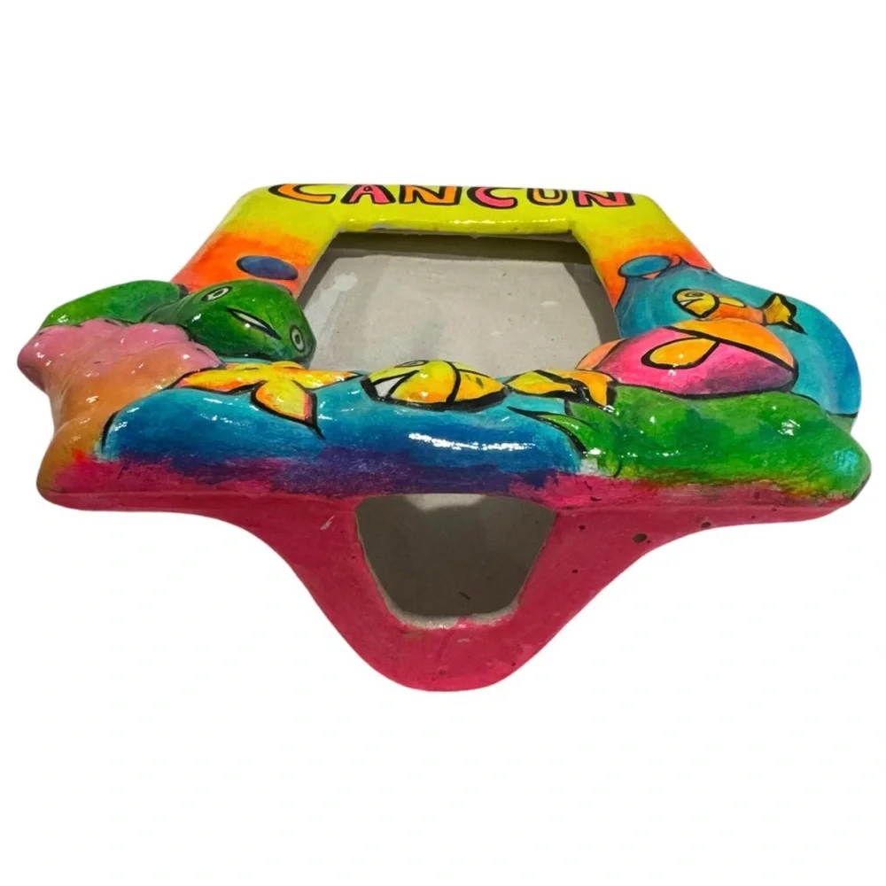 Colorful Cancun Hand Painted Ceramic Picture Frame